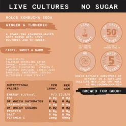 HOLOS Kombucha Soda Ginger & Turmeric [250ml Cans] -DRYDRINKER Sales HOLOS Kombucha Chilled Ginger turmeric label 720x 8e676348 ead4 46dd 9a50 5b536115fa2a