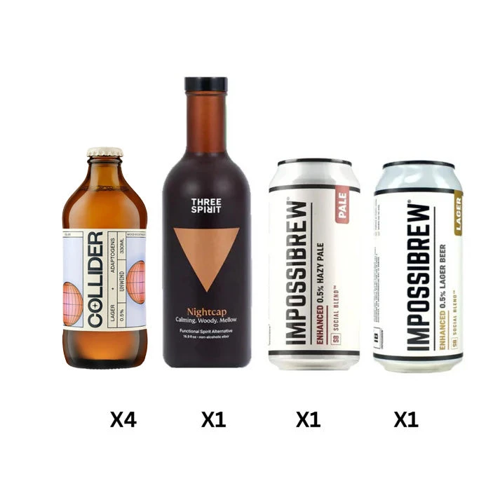 Dry Drinker's Energise & Unwind Combo: 4 X Collider Lager | ImpossBrew Lager & Pale Ale Duo | Three Spirit NightCap 4 Dry Drinker's Energise & Unwind Combo: 4 X Collider Lager | ImpossBrew Lager & Pale Ale Duo | Three Spirit NightCap - Image 2